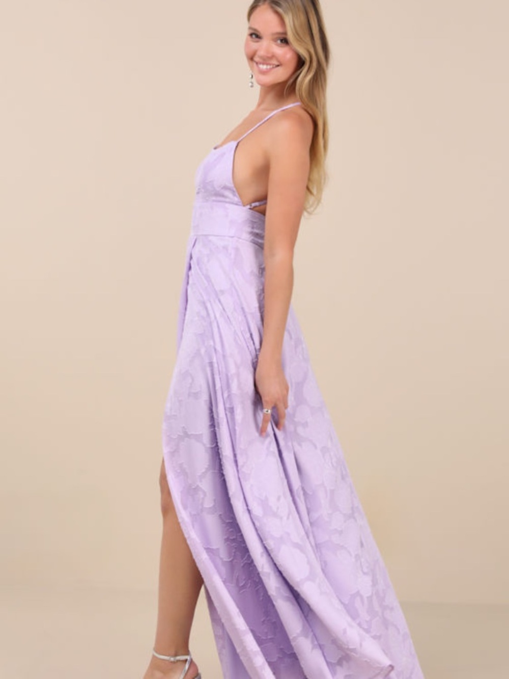 Lulus Let There Be Romance Lavender Burnout Floral Maxi Dress Purple - Size S